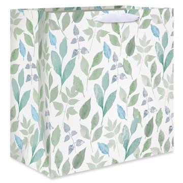 American Greetings Botanical Scattered Leaves Jumbo White Square Wedding Gift Bag
