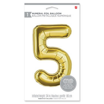 American Greetings Number 5 Large Gold Foil Uninflated Balloon