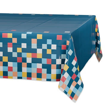 American Greetings Navy with Colorful Squares Plastic Table Cover