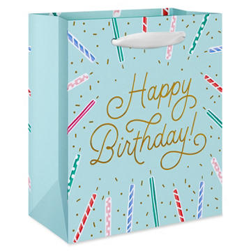 American Greetings Happy Birthday Candles On Teal Small Birthday Gift Bag