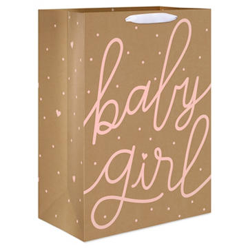 American Greetings Baby Girl Baby Shower Jumbo Kraft Gift Bag