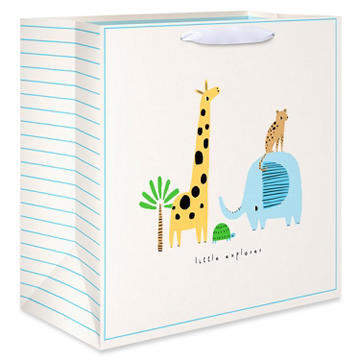 American Greetings Jungle Animals Jumbo Square Baby Shower Gift Bag