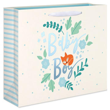 American Greetings Fox Baby Boy Large Horizontal Gift Bag