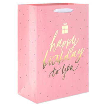 American Greetings Happy Birthday to You Medium Pink Birthday Gift Bag