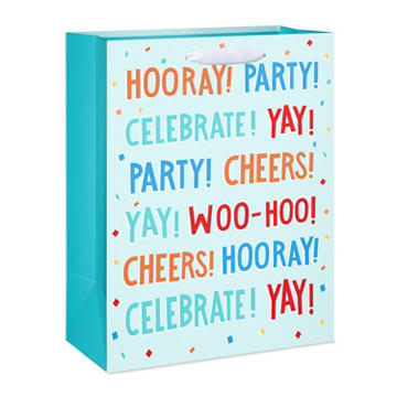 American Greetings YAY Horray Large Light Blue Gift Bag