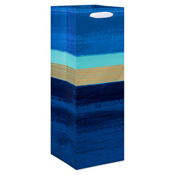 American Greetings Blue Stripes Beverage Gift Bag