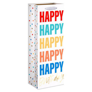 American Greetings Multi-color Happy White Birthday Beverage Gift Bag