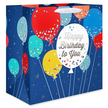 American Greetings Balloons Jumbo Blue Birthday Square Bag