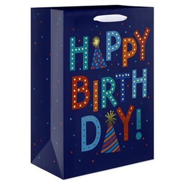 American Greetings Funky Birthday Medium Blue Gift Bag