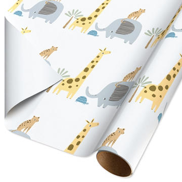 American Greetings Jungle Animals Baby Shower Wrapping Paper, 20 sq. ft.