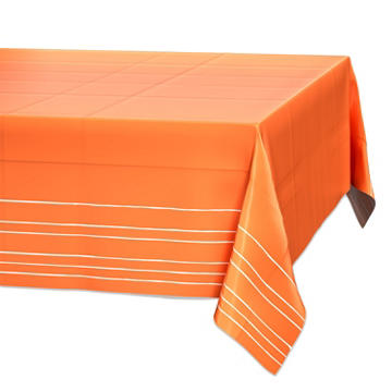 American Greetings Orange with White Striped Plastic Table Cover