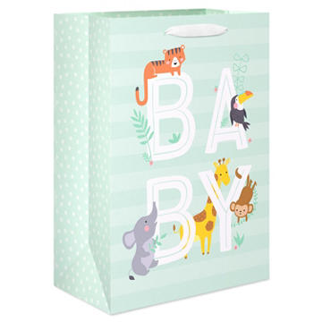 American Greetings Animals & Stripes Baby Medium Gift Bag