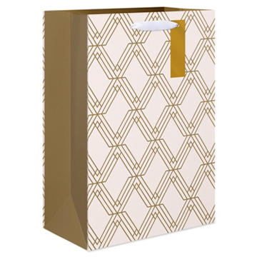 American Greetings Gold & Ivory Medium Gift Bag with Hang Tag