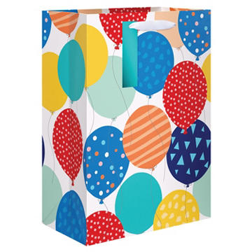 American Greetings Foil Balloons Medium White Gift Bag with Hang Tag
