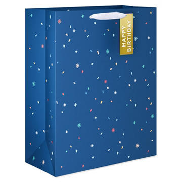 American Greetings Blue Confetti Birthday Extra Large Gift Bag with Tag