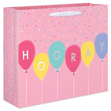 American Greetings Pink Balloons Birthday Large Horizontal Gift Bag