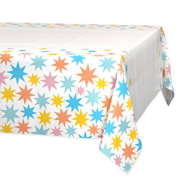 American Greetings White with Colorful Star Plastic Table Cover