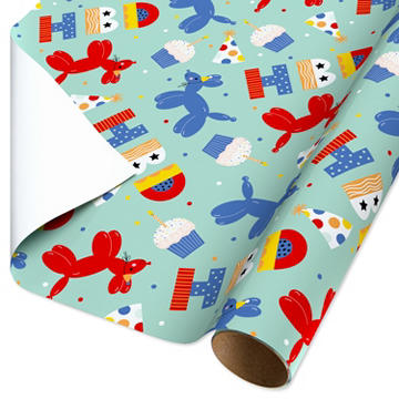 American Greetings Birthday Icons Wrapping Paper for Kids, 20 sq. ft.