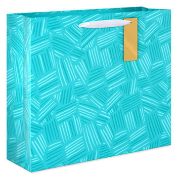 American Greetings Teal Horizontal Gift Bag with Gold Hang Tag