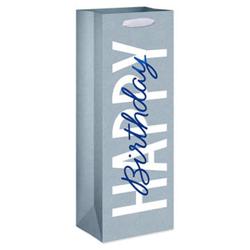 American Greetings Happy Birthday Grey Beverage Gift Bag