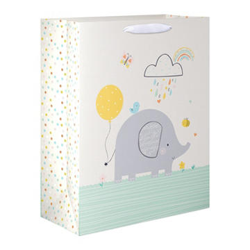 American Greetings Elephants Balloons Extra Large Ivory Yellow Baby Shower Gift Bag