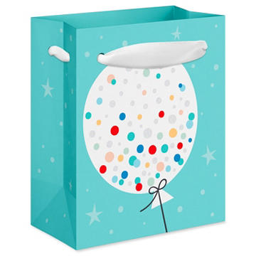 American Greetings Balloon Confetti Teal Mini Birthday Gift Bag