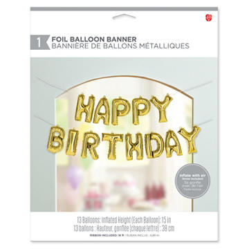 American Greetings Gold 'Happy Birthday' Uninflated Balloon Banner