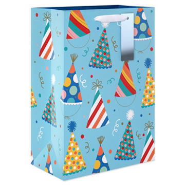 American Greetings Party Hats Medium Light Blue Birthday Gift Bag