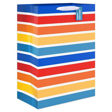 American Greetings Birthday Stripes Jumbo Gift Bag with Tag