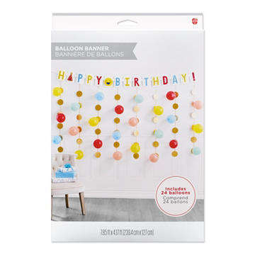American Greetings Smiley Cheers Birthday Balloon Banner Kit with Confetti Drop Decorations