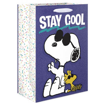 American Greetings Snoopy & Woodstock Stay Cool Blue Medium Gift Bag