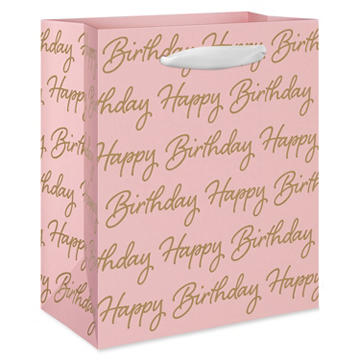 American Greetings Script Happy Birthday Pink Small Birthday Gift Bag