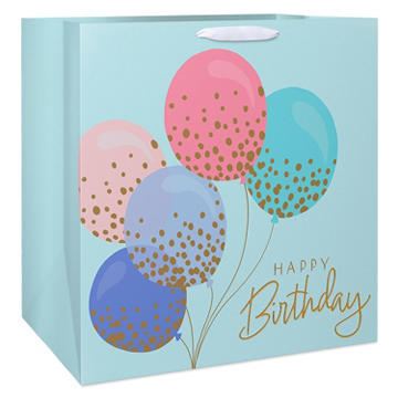 American Greetings Happy Birthday Balloons Teal Colossal Square Gift Bag