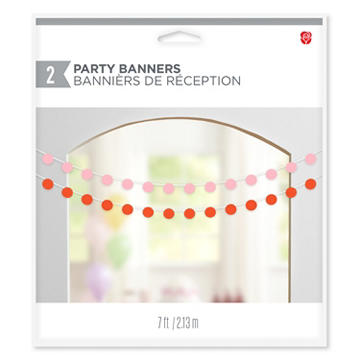 American Greetings Pink & Orange Circles Party Banner Decoration, 2 ct