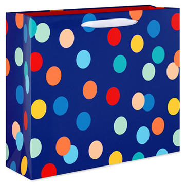 American Greetings Polka Dots Large Navy Gift Bag