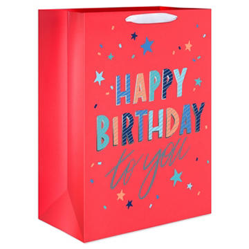 American Greetings Birthday Script Jumbo Red Gift Bag