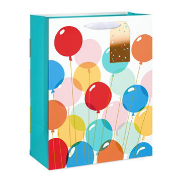 American Greetings Multi-color Balloons Large White Birthday Gift Bag