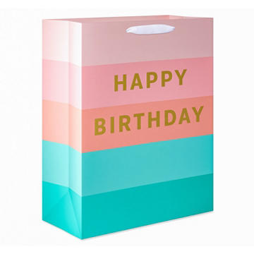 American Greetings Stripes Extra Large Pink & Teal Birthday Gift Bag