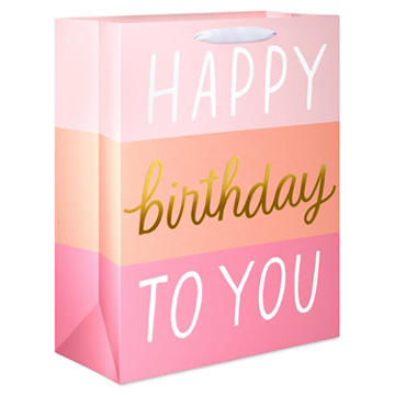 American Greetings Pink & Orange Stripe Birthday Extra Large Gift Bags