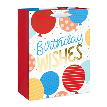 American Greetings Wishes & Balloons Large White Birthday Gift Bag