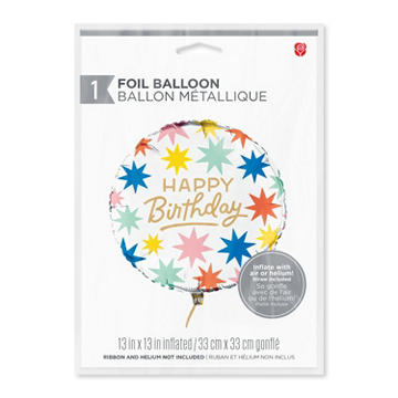 American Greetings Colorful Starburst Happy Birthday Uninflated Foil Balloon with Inflation Straw