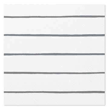 American Greetings Silver Stripes on White Beverage Napkins