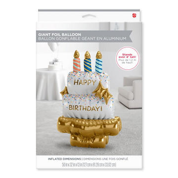 American Greetings Cake “Happy Birthday” Giant Uninflated Mylar Balloon Kit with Inflation Straw