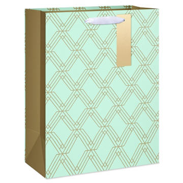 American Greetings Geometric Pattern Large Mint Gift Bag with Hang Tag