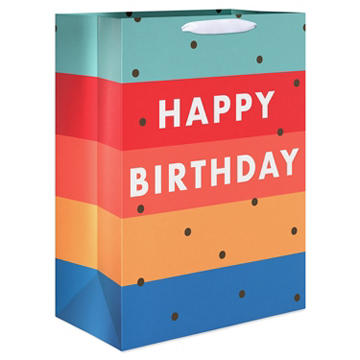 American Greetings Multi-Color Stripes Jumbo Birthday Gift Bag
