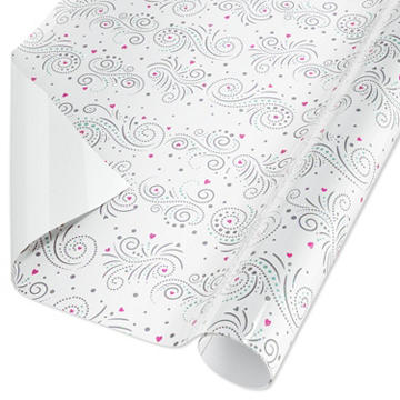 American Greetings Hearts and Swirls Wedding Wrapping Paper, 15 sq. ft.