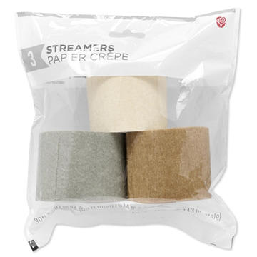 American Greetings Metallic White, Gold, & Silver Crepe Paper Streamers