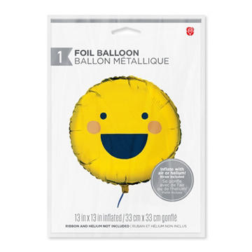 American Greetings Smiley Face Uninflated Foil Balloon with Inflation Straw