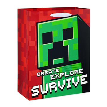 American Greetings Large Red Minecraft Gift Bag