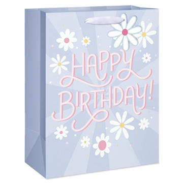 American Greetings Happy Birthday Lavender Daisy Large Gift Bag